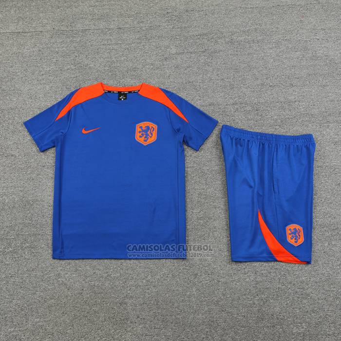 Fato de Treino Holanda Manga Curta 2024-2025 Azul - Calcas Curta